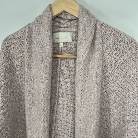 Angel of the North Lavender Chauvet Open Cotton Alpaca Cardigan Sweater Small - Picture 2 of 13